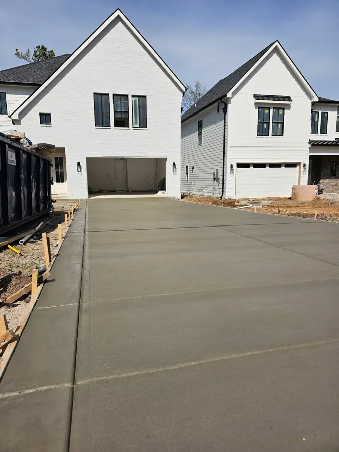New concrete driveway at a new build, SC Concrete LLC in Middle Tennessee