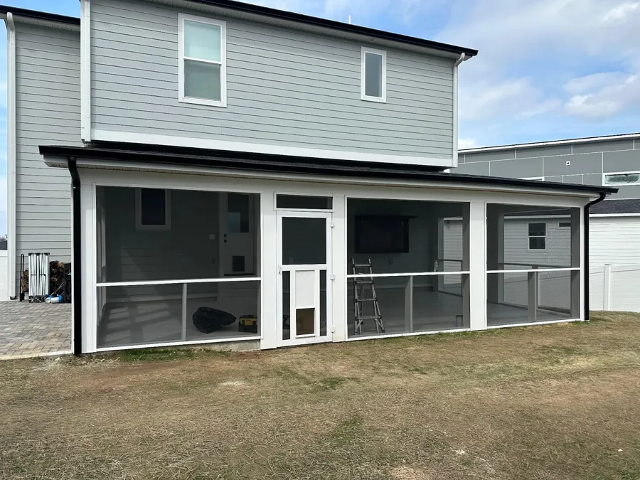 Back patio poured under a new screened porch, SC Concrete LLC